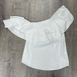 White House Black Market One Shoulder Ruffle Top